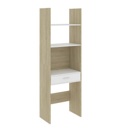 Ensemble de bibliothèque 4 pcs Blanc et chêne sonoma Aggloméré