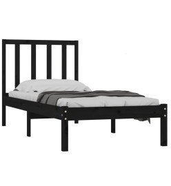 Cadre de lit Noir Bois de pin massif 75x190 cm Petit simple