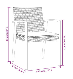 Ensemble à manger de jardin 5 pcs coussins résine tressée acier