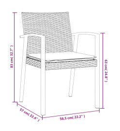 Ensemble à manger de jardin 7 pcs coussins résine tressée acier