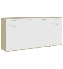 Buffet Blanc et chêne sonoma 160x36x75 cm Aggloméré