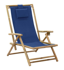 Chaise de relaxation inclinable Bleu marine Bambou et tissu