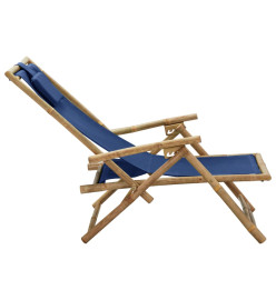 Chaise de relaxation inclinable Bleu marine Bambou et tissu