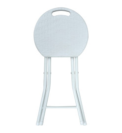 Tabourets pliables de jardin lot de 4 blanc PEHD aspect rotin