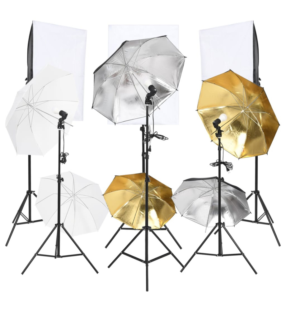 Kit de studio photo 6 pcs avec éclairage et boîtes à lumière