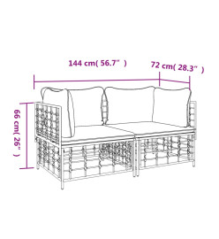 Canapés d'angle sectionnels avec coussins 2 pcs résine tressée