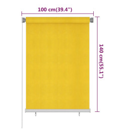 Store roulant d'extérieur 100x140 cm Jaune PEHD