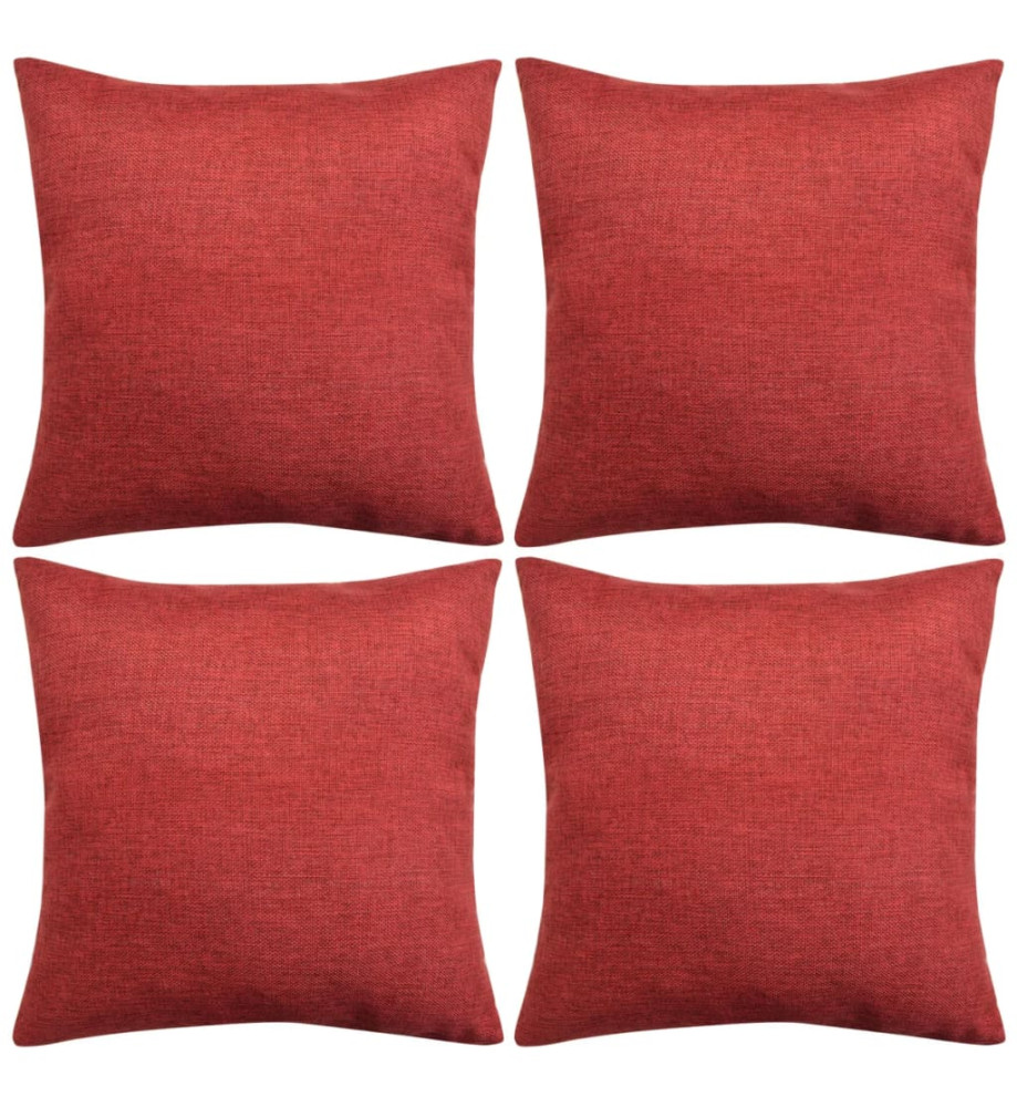 Housses de coussin 4 pcs Aspect de lin Bordeaux 80x80 cm