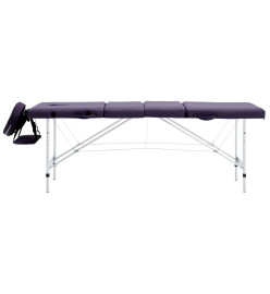 Table de massage pliable 4 zones Aluminium Violet