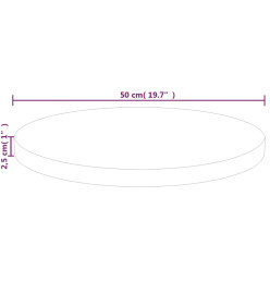 Dessus de table rond Ø50x2,5 cm Bois de chêne massif non traité