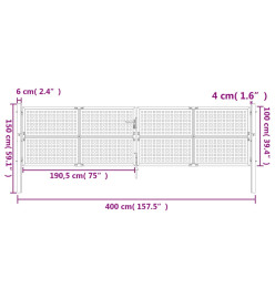 Portail de jardin anthracite 400x150 cm acier