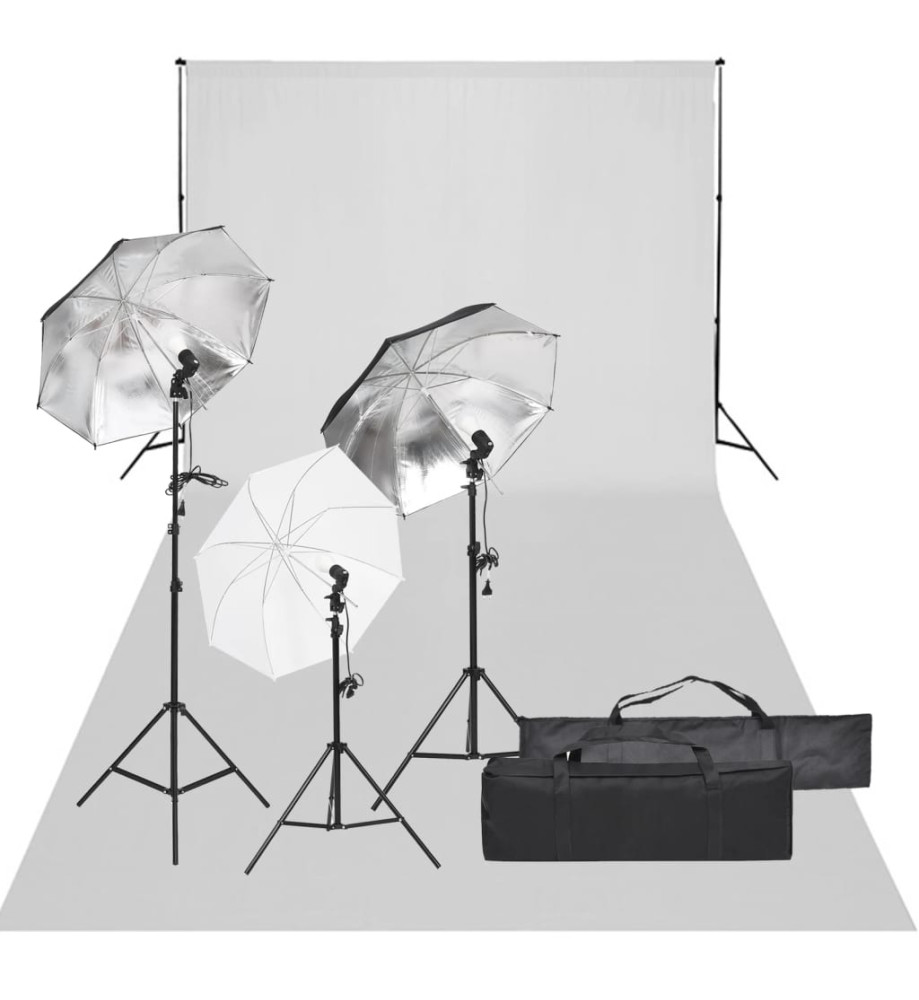 Kit de studio photo avec éclairage et toile de fond