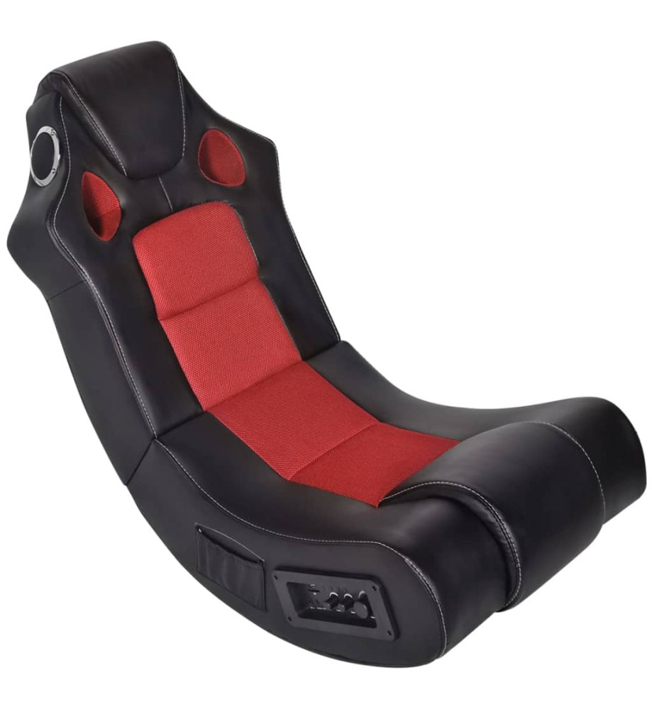 Fauteuil à bascule à enceinte Noir et rouge Similicuir