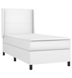 Sommier tapissier et matelas et LED Blanc 100x200 cm Similicuir