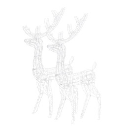 Décorations de Noël de renne Acrylique 2 pcs 120 cm Blanc chaud