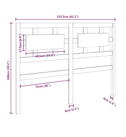 Tête de lit Gris 155,5x4x100 cm Bois massif de pin