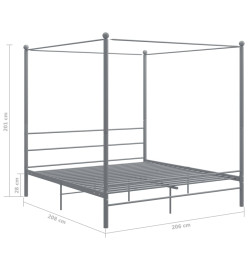 Cadre de lit à baldaquin Gris Métal 200x200 cm
