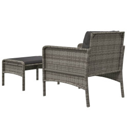 Salon de jardin 2 pcs avec coussins Gris Résine tressée