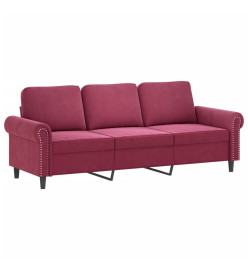 Canapé à 3 places Rouge bordeaux 180 cm Velours