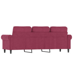 Canapé à 3 places Rouge bordeaux 180 cm Velours