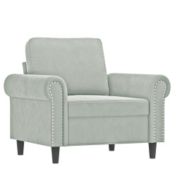 Fauteuil avec repose-pied Gris clair 60 cm Velours