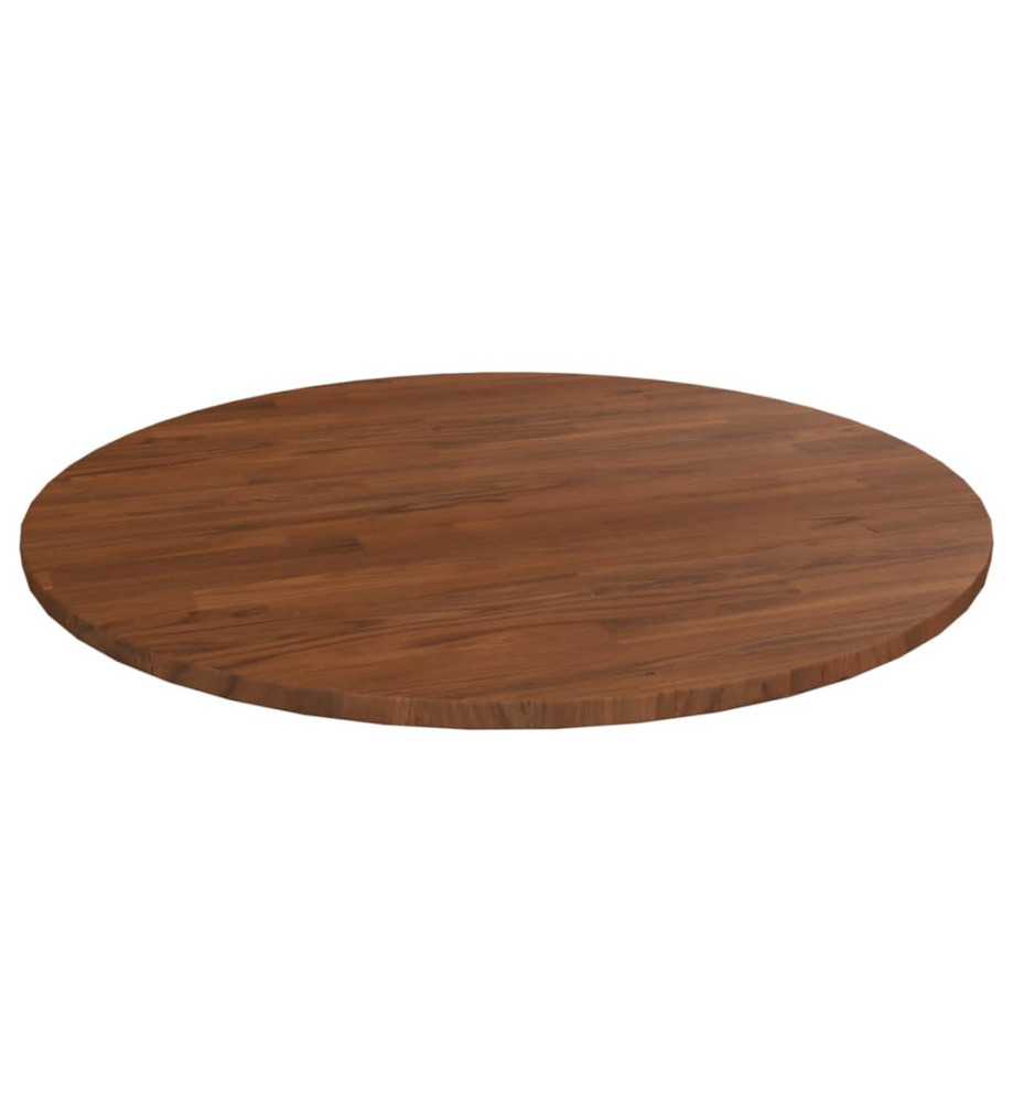 Dessus de table rond Marron foncé Ø90x1,5cm Chêne massif traité