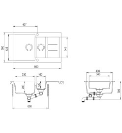 Évier de cuisine Granit Double lavabo Blanc