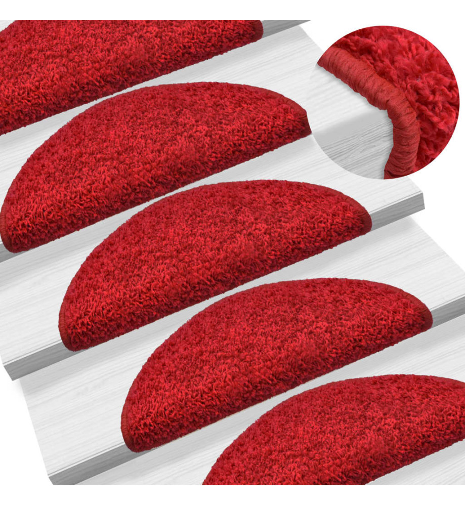 Tapis d'escalier 15 pcs rouge 65x21x4 cm