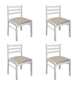 Chaises à manger lot de 4 blanc hévéa solide et velours