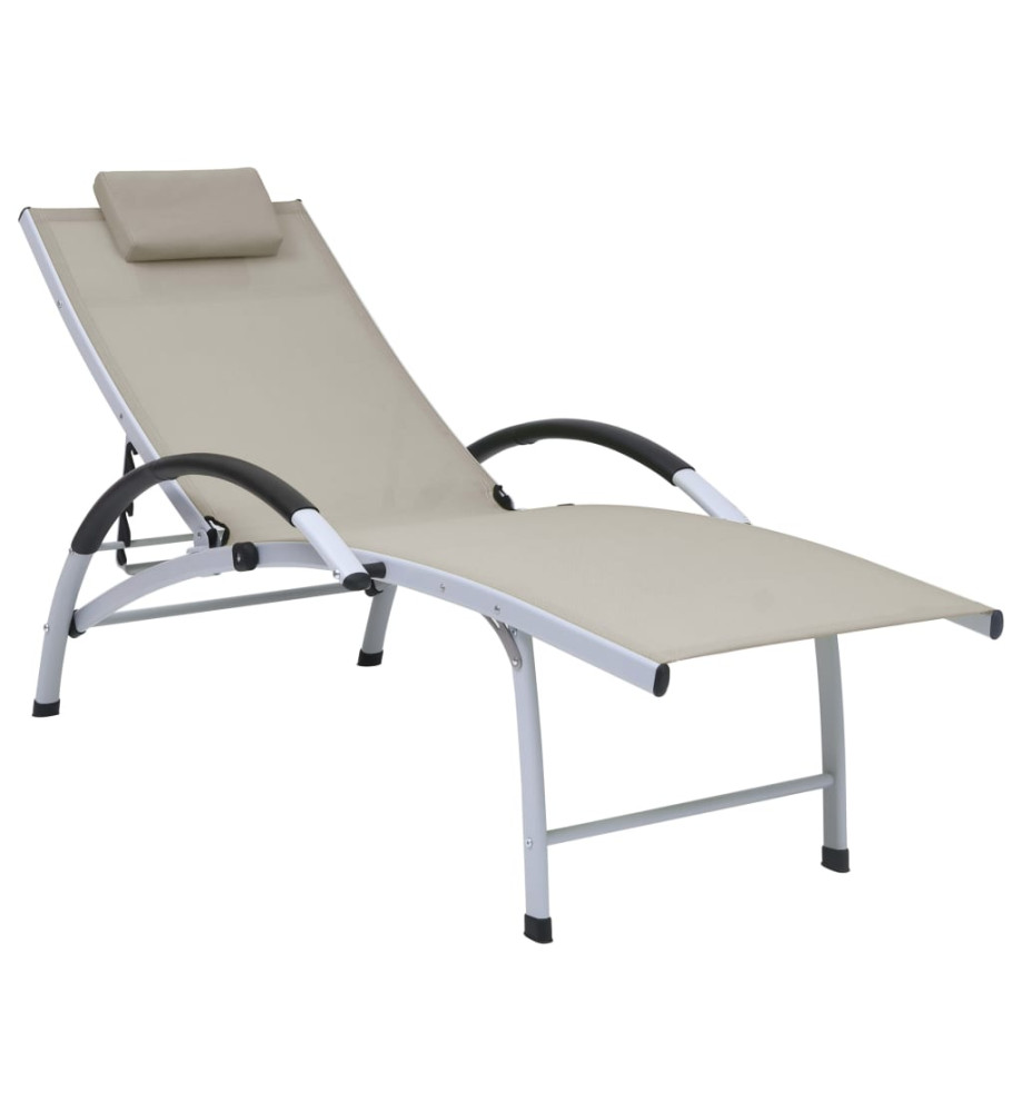 Chaise longue Aluminium textilène Crème