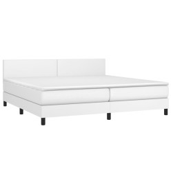 Lit à sommier tapissier avec matelas Blanc 200x200cm Similicuir