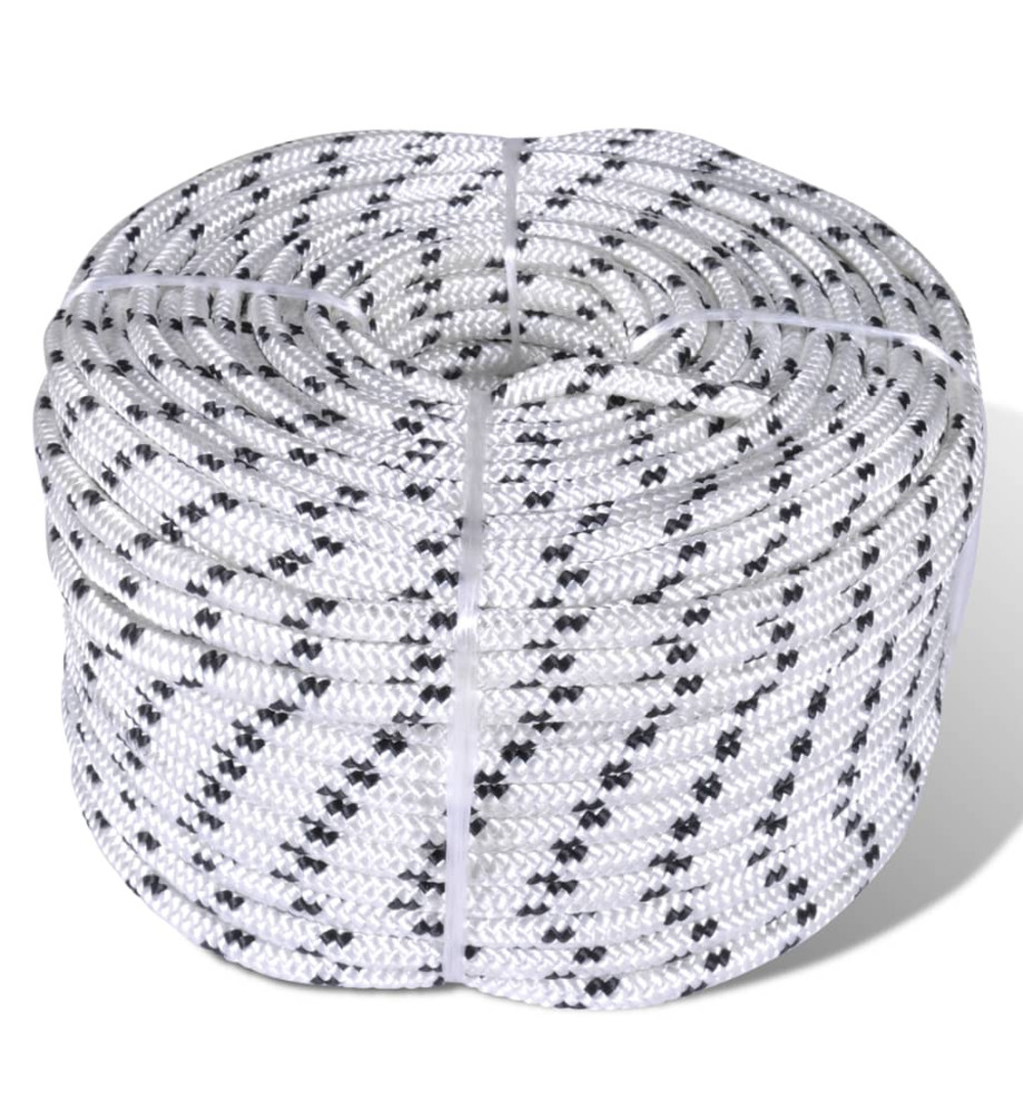 Corde de bateau tressée Polyester 8 mm 250 m Blanc