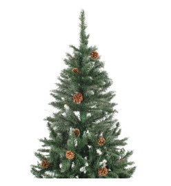 Sapin de Noël avec pommes de pin et paillettes blanches 210 cm