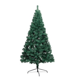 Demi-arbre de Noël artificiel avec LED et boules Vert 180 cm