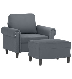 Fauteuil avec repose-pied Gris foncé 60 cm Velours