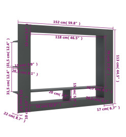 Meuble TV Gris 152x22x113 cm Aggloméré