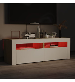 Meuble TV avec lumières LED blanc et chêne sonoma 120x35x40 cm