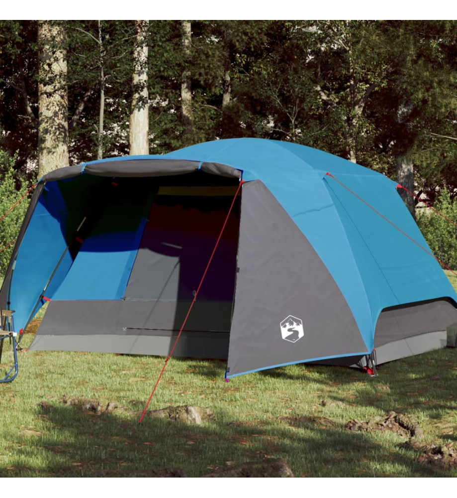 Tente de camping 6 personnes bleu 412x370x190 cm taffetas 190T