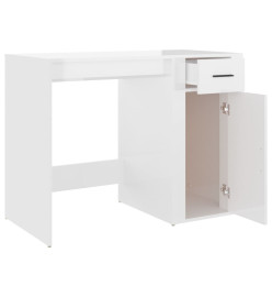 Bureau Blanc brillant 100x49x75 cm Bois d'ingénierie