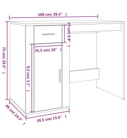 Bureau Blanc brillant 100x49x75 cm Bois d'ingénierie