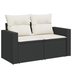 Salon de jardin 9 pcs avec coussins noir résine tressée