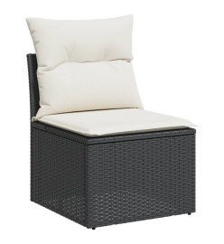 Salon de jardin 6 pcs avec coussins noir résine tressée