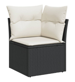 Salon de jardin 6 pcs avec coussins noir résine tressée