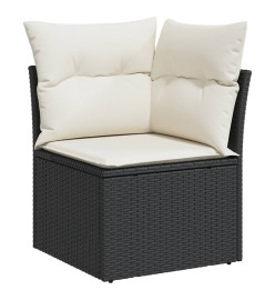 Salon de jardin 9 pcs avec coussins noir résine tressée