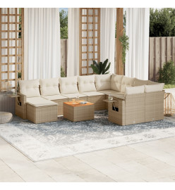Salon de jardin 11 pcs avec coussins beige résine tressée