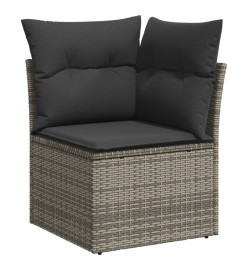 Salon de jardin avec coussins 10 pcs gris résine tressée