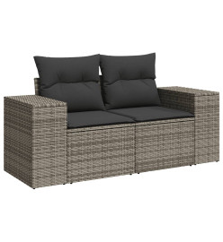 Salon de jardin avec coussins 10 pcs gris résine tressée