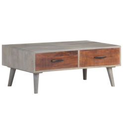 Table basse Gris 100x60x40 cm Bois massif de manguier brut