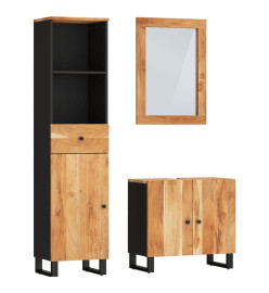 Ensemble de meubles de salle de bain 3 pcs bois massif d'acacia