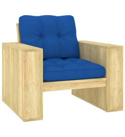 Chaise de jardin avec coussins bleu royal Bois de pin imprégné